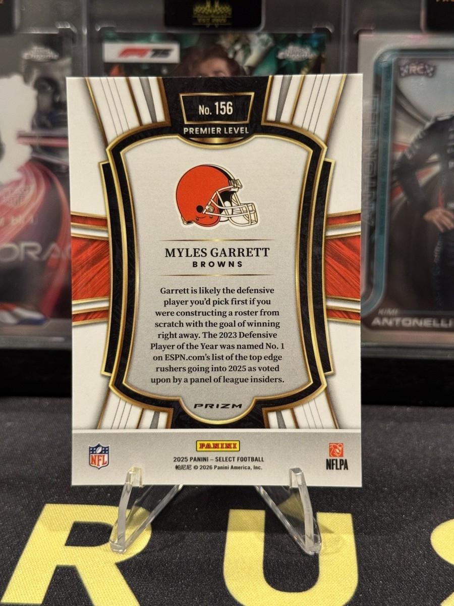 2025 Panini Select Myles Garrett Premier Level Zebra Prizm Shock
