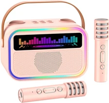 Kids Karaoke Machine for Girls, Toys Gifts Age 3-12+, Portable Pink 