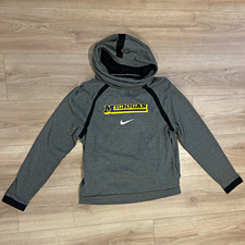 Nike Dri-FIT Michigan Wolverines Pullover Hoodie Sweatshirt Gray Size M