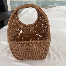 Vintage Doorknob Hanging Tan Woven Basket Han...