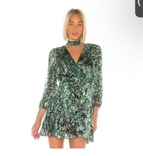 Women's Alice + Olivia Mini Dress Size 2 Green Black Snake Print