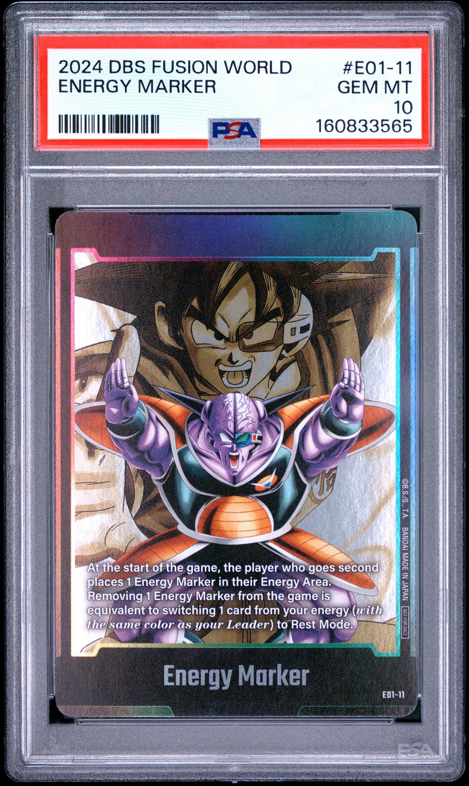 2024 DRAGON BALL SUPER CARD #E01-11 ENERGY MARKER PSA 10