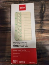 Office Depot Time Cards Weekly, 1–7 2-Sided Double sided 100 ct.