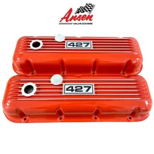 Big Block Chevy 427 Valve Covers - Orange, Classic Finned - Ansen USA
