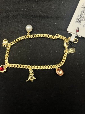 COACH Iconic Pearl Signature Charm Bracelet Gold Tone New With Duster Bag 8 