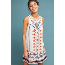 Anthropologie Akemi & Kim Reagan Embroidered Boho Shift Dress ✨ Size US 4 / UK 8