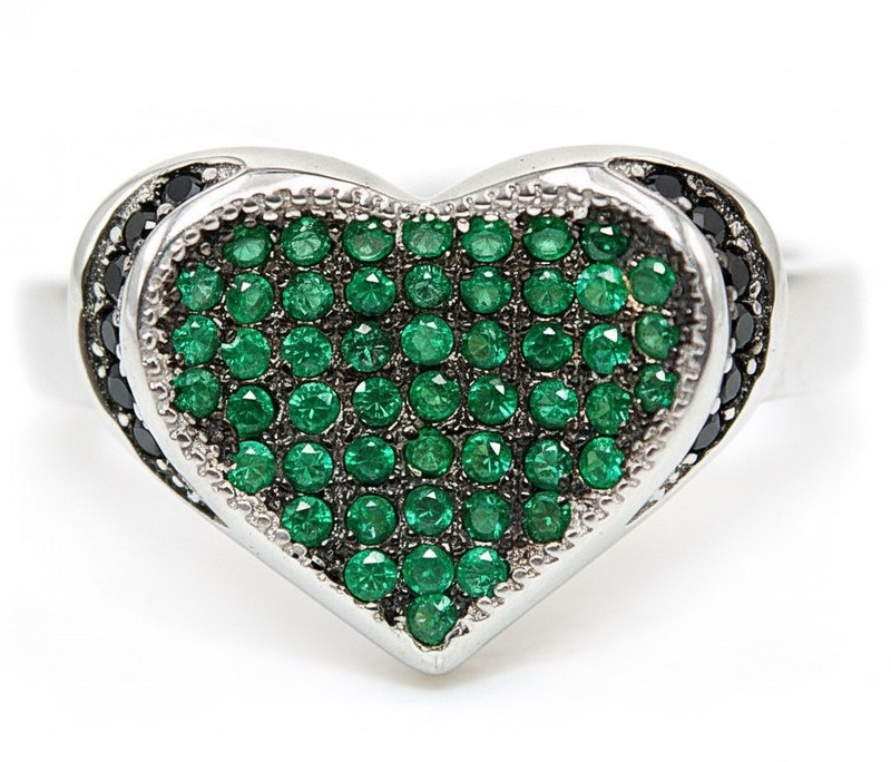 Heart 1CT Heat Treated Green Tourmaline 925 Sterling Silver Ring Sz 8 F8-2