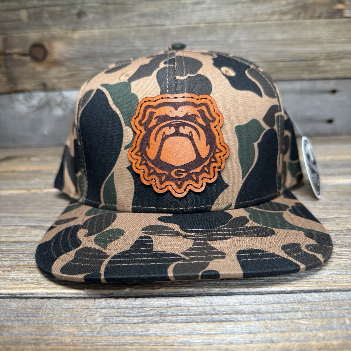 Georgia Bulldogs Waxed Retro Duck Camo Leather Patch Snapback Hat