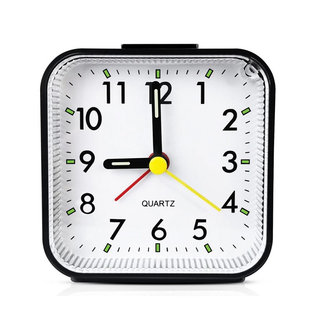 Small Travel Alarm Clock Analog Battery Operated Silent With Light No Ticking