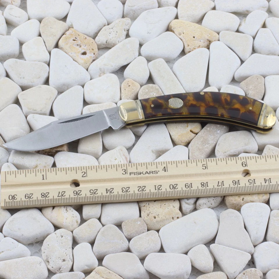 Cuchillo plegable Rough Ryder Bow Trapper imitación caparazón de tortuga mango RR2442 Foto 2 de 4
