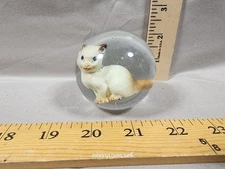 Vintage Joe St. Clair Saimese Cat Sulphide 3" Tall Glass Paperweight