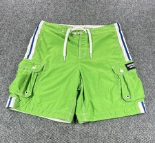 Vintage Abercrombie  Fitch Board Shorts Men XL Green Cargo Swim Trunks Y2K