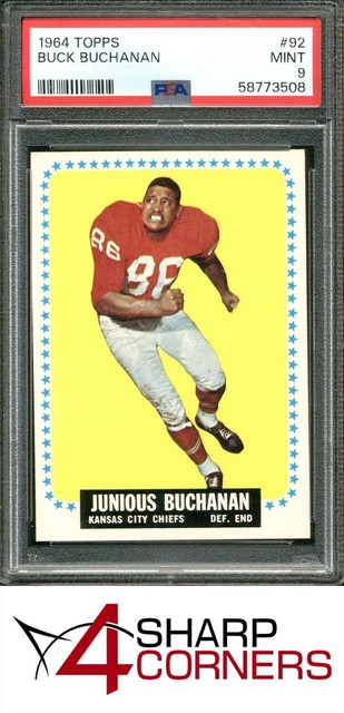 1964 TOPPS #92 BUCK BUCHANAN RC CHIEFS HOF PSA 9 SET BREAK
