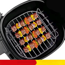 Parrilla para freidora de aire de acero inoxidable con pinchos, juego de bandejas de doble capa, multi-