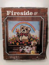 1983 Fireside 20x26" Latch Hook Rug Kit FLOWERS FOR TEDDY New in Open Pkg BONUS 
