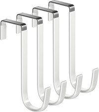 Over the Door Hooks 4Pcs L 5.5" Fit 1 3/8" Door Steel with White Rubber Coating