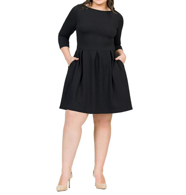 24seven Comfort Apparel Plus Size Perfect Fit and Flare Dress MSRP $74.99