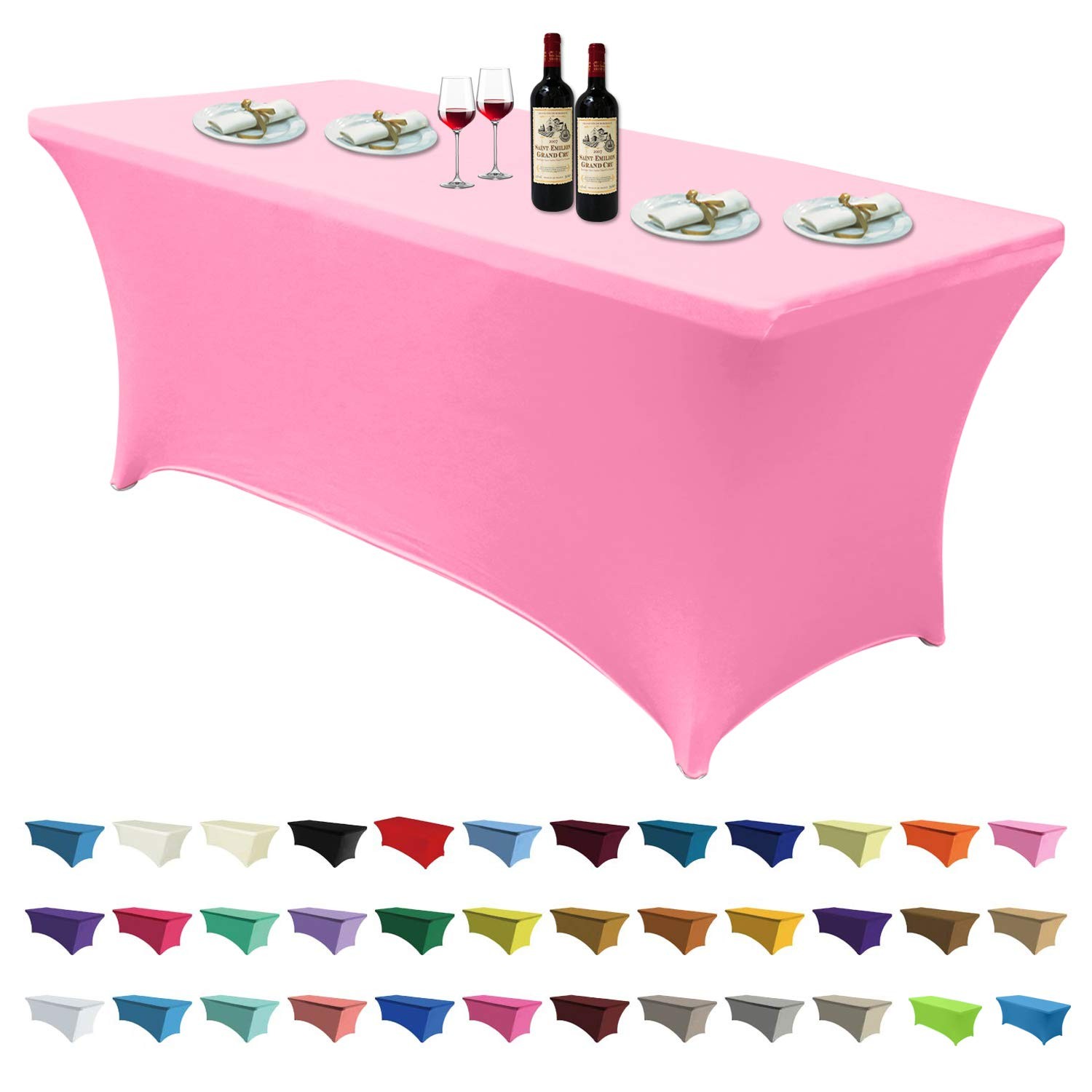 6 Ft Spandex Table Cover Stretch Fitted Wrinkle Resistant Tablecloth P