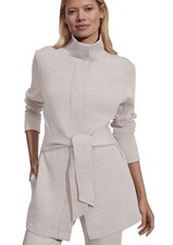 New Varley Anset Small Womens Wrap Jacket High Neck Soft Snaps Gray Heather Belt