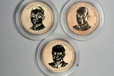 #ad 2015 P Truman Eisenhower Johnson Reverse Proof Presidential Dollars Set of 3 $189.99