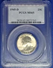 1945 D Washington Silver Quarter Dollar PCGS MS 65
