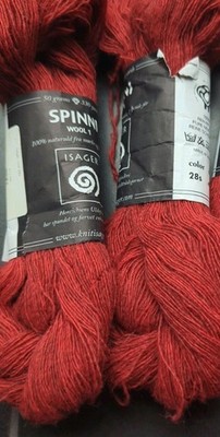 Set Of 2 Isager Spinni Wool 1   Wool 50g 330 Yds Each Lace Color 28s Red