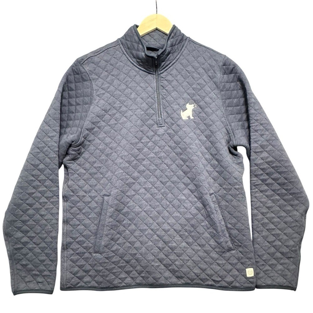 Marine Layer Women's Corbet Quarter Zip Quilted Pullover Navy Blue Size L