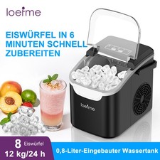 Eiswürfelbereiter 12kg/24h 6Minuten Schnell Eiswürfelmaschine Selbstreinigung DE