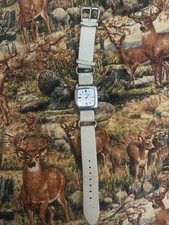 Fossil Blue Women s Quartz Analog Watch Square Silver Case White Strap Date