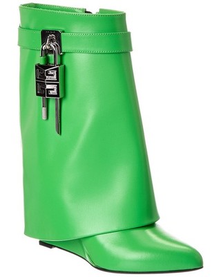 with box Givenchy Shark Lock Leather Boot Womens Green 38 G2U