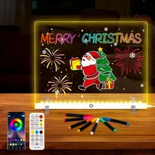 Doodle Glow, LED Note Board with Colors, 14.1"x10.9" Acrylic Dry Erase Board,...