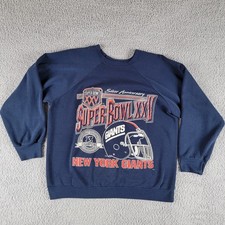 VINTAGE New York Giants Sweatshirt Adult XL Blue 90s Super Bowl XXV 25 NFL