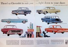 Original 1961 Chevrolet Ad Impala Convertible Bel Air Biscayne Sedan Cars Art