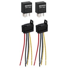 2 Pack Heavy Duty Standard Relay, 12V 30A, 5Pin SPDT, with Wire Socket Plug H...