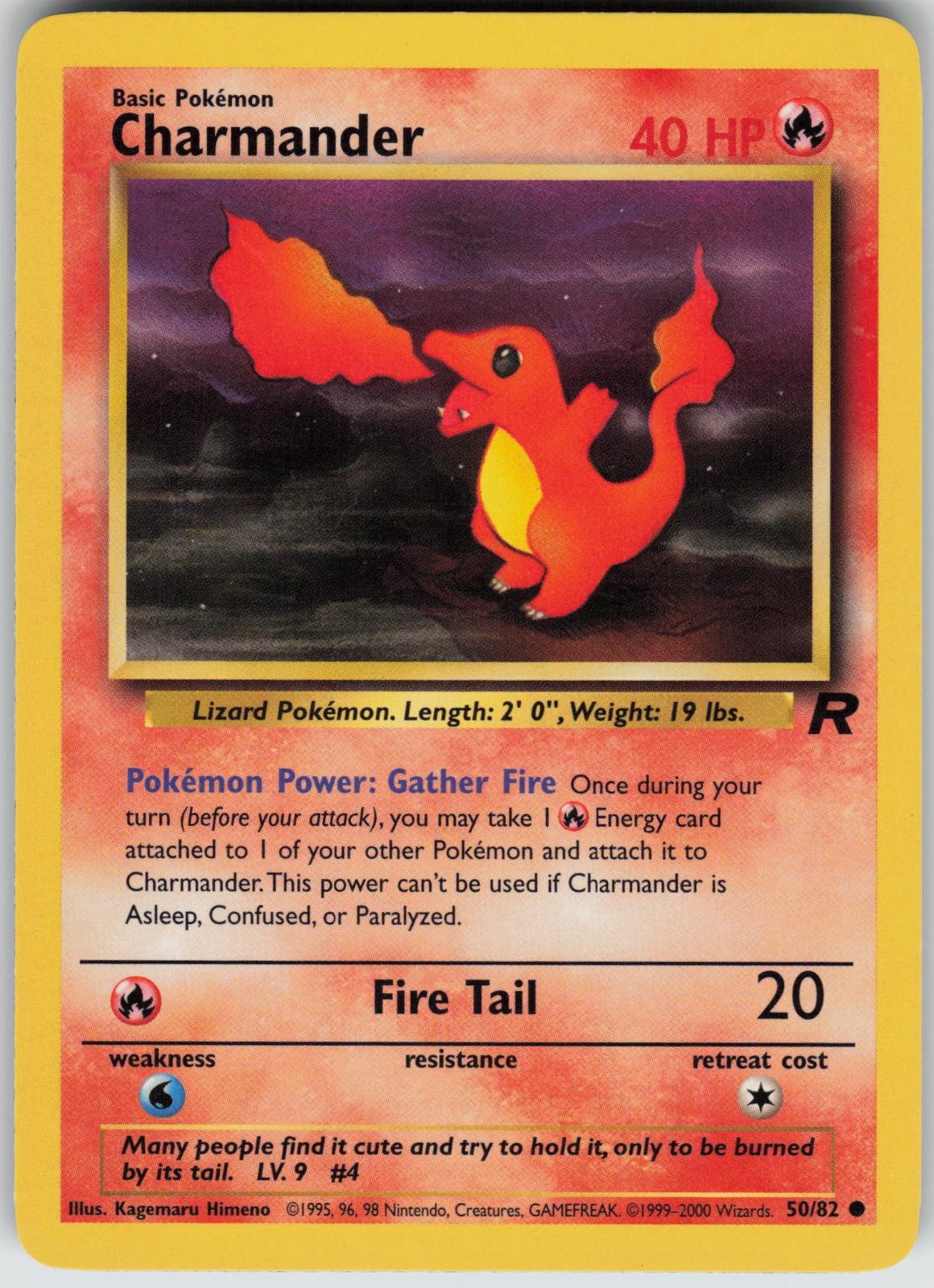 Charmander 50/82 Common Team Rocket Pokemon Unlimited Moderately Played