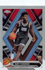 Sidy Cissoko 2023-24 Topps Chrome 57 San Antonio Spurs Rookie BASKETBALL Card. rookie card picture