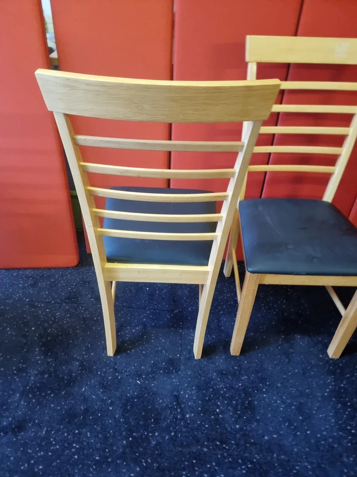 Pair of Hanover Wood Slat & Leather Dining Chairs Never Been Used - Image 3 of 4