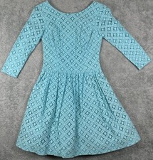 Lilly Pulitzer Shorely Blue XO Lace Dress 3/4 Sleeve Size 00 Light Marks