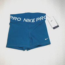 NWT Nike Pro Women's 3 inch Solid Blue Shorts Size Small 3” Inseam