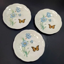Set of 3 LENOX BUTTERFLY MEADOW Collection Party Snack Plates 6.5"