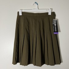 Vintage Sag Harbor Pleated Olive Green Dark Academia Skirt Size 10 estimated