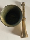 Vintage Cast Metal Brass or Bronze Apothecary MORTAR & PESTLE — photo 6
