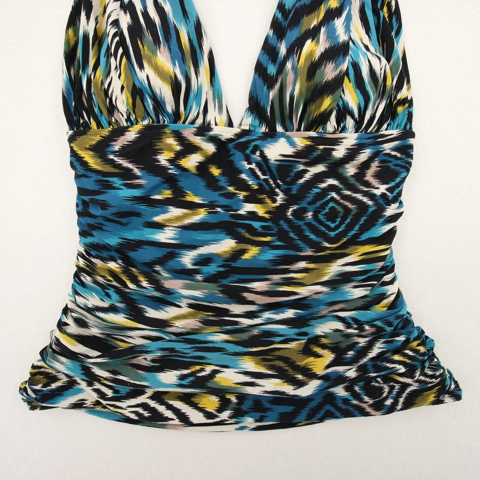 Camiseta Tankini Carmen Marc Valvo Suave Azul Negro Estampado Suave Estimado Talla XS Foto 3 de 4
