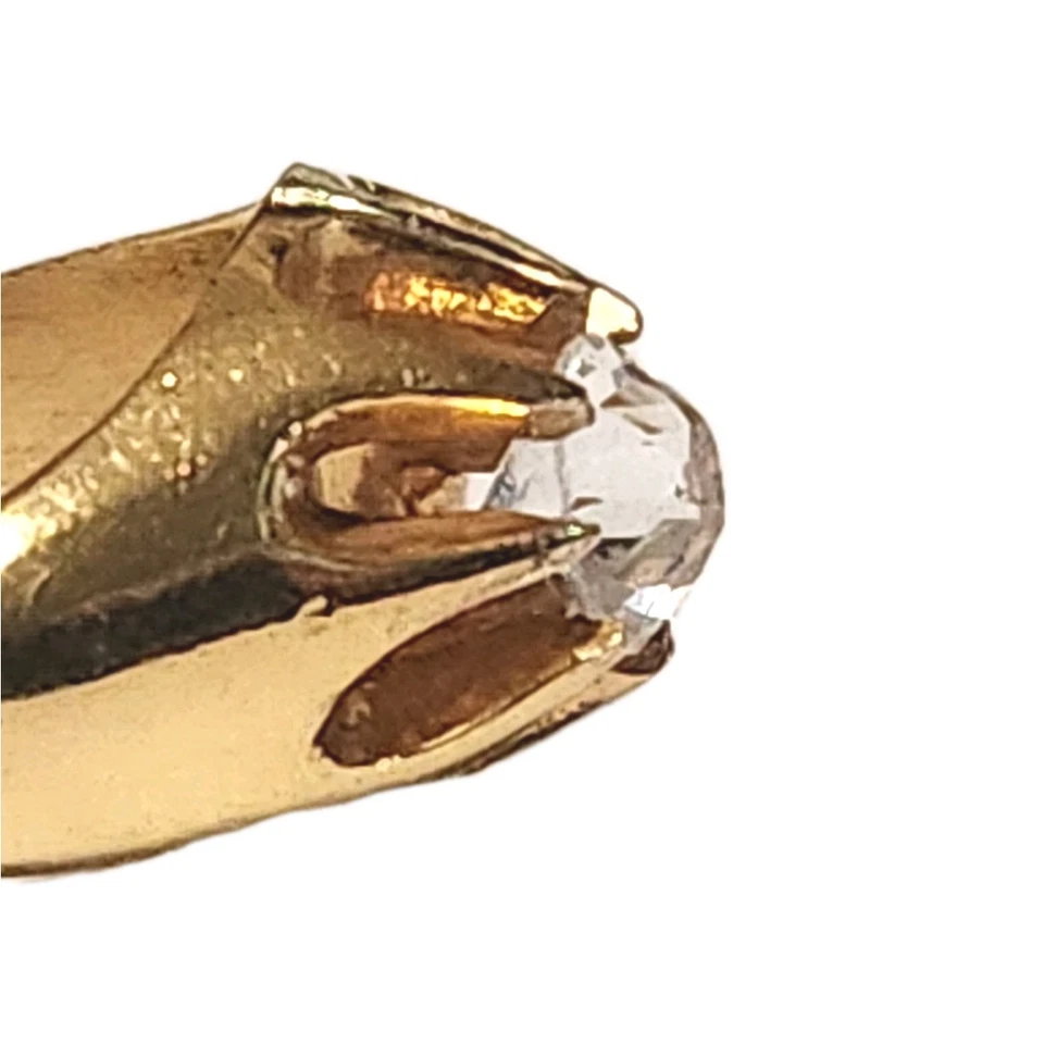 18K Yellow Gold HGE 1CT Cubic Zirconia Solitaire Cocktail Wedding Ring Size 7 - Image 2 of 4