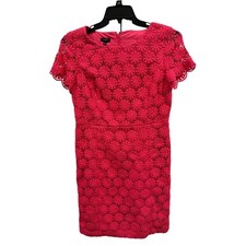 Talbots Petites Dress Pink Floral Lace Cap Sleeve Fitted Career Cocktail 10P