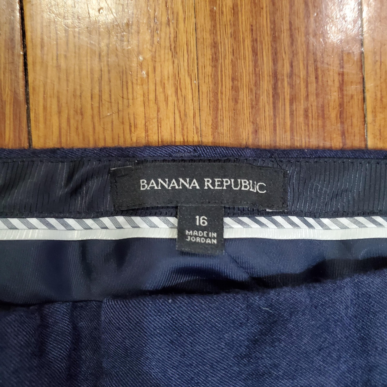 Banana Republic Logan Pants Womens 16 Blue Wool Straight Leg Dress Trousers thumbnail 7