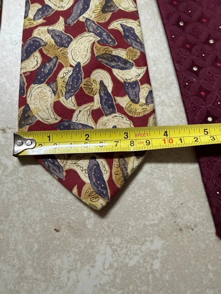 Corbata de seda Robert Talbott Patrick James cachemira EE. UU. cosida a mano roja y marrón Foto 4 de 4