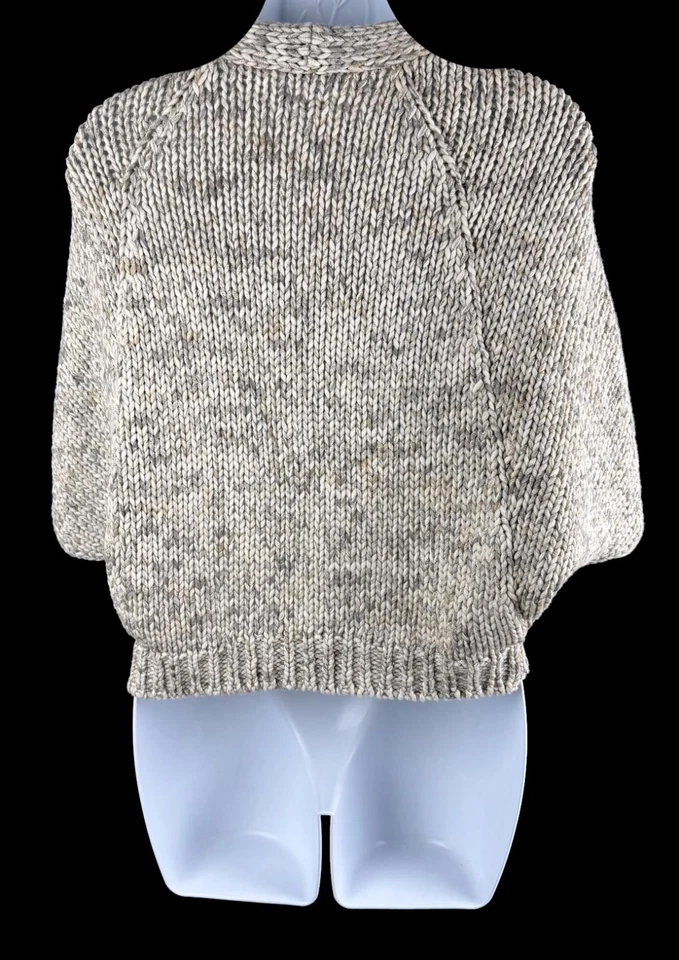 女式 Brunello Cucinelli 灰色粗花呢短袖棉质开衫毛衣 S 码 — 第 4/4 张图片