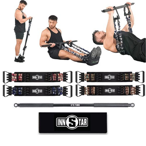 Innstar Adjustable Bench Press Resistance Bands up to 200LB Pilates Bar