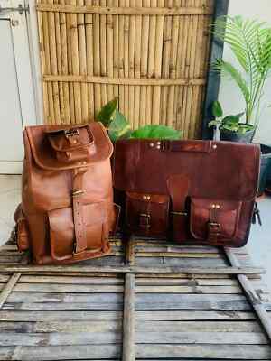 18 Zoll neuer großer Echtleder Rucksack Backpack Reisetasche für 18 Zoll Tasc...